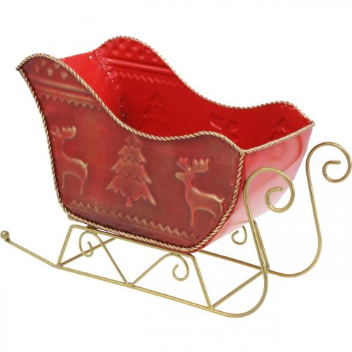 Floristik24 Decorazione natalizia slitta deco Slitta natalizia rosso/oro 30×12,5×20 cm