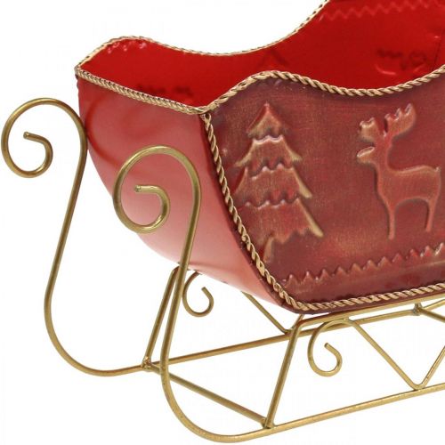 Floristik24 Decorazione natalizia slitta deco Slitta natalizia rosso/oro 30×12,5×20 cm