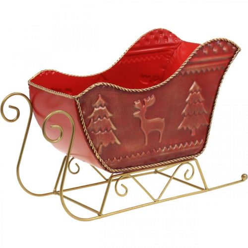 Decorazione natalizia Slitta decorativa Slitta natalizia rosso/oro 30×12,5×20 cm