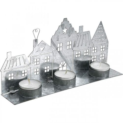 Prodotto Case di decorazione natalizia, porta tealight in metallo argento 25 cm