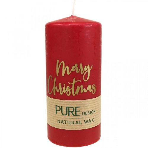 Floristik24 Candele a colonna PURE Merry Christmas 130/60mm cera rossa 4pz