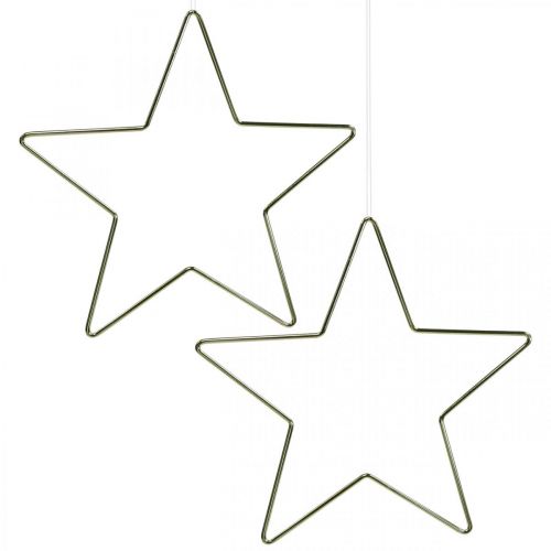 Prodotto Decorazione natalizia stella in metallo ciondolo stella decorativa dorata 20 cm 6 pz