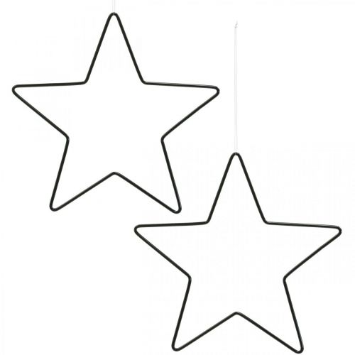 Prodotto Decorazione natalizia stella in metallo nera pendente stella decorativa 20 cm 6 pezzi