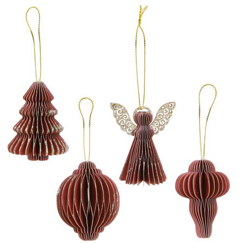 Prodotto Decorazioni natalizie in carta per alberi di carta Bordeaux 6 cm 12 pz