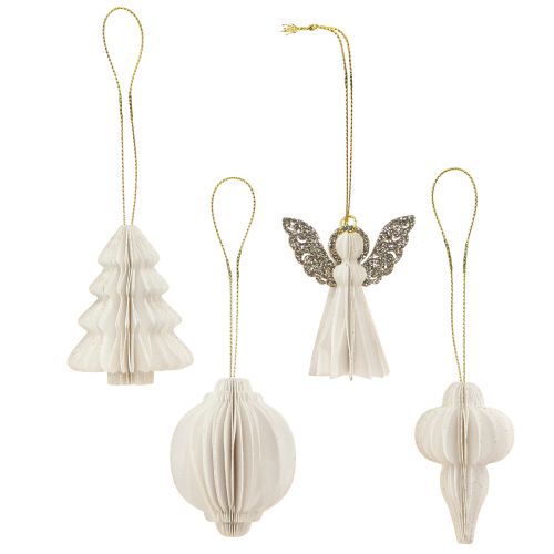 Floristik24 Carta decorativa natalizia Decorazioni per albero di Natale bianco 6 cm 12 pz