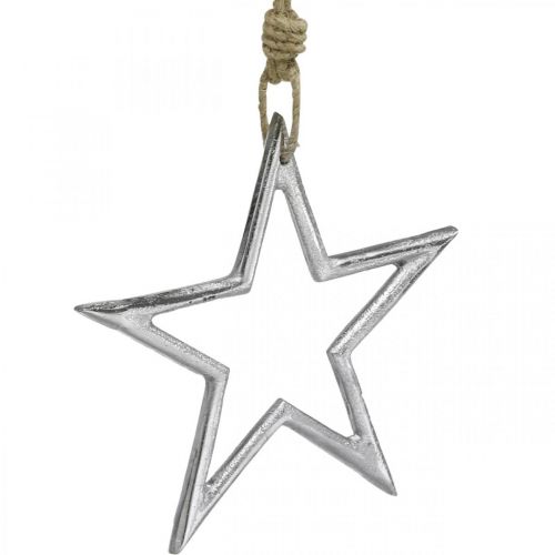 Floristik24 Decorazione natalizia stella, decorazione dell'avvento, ciondolo stella in argento L15,5 cm