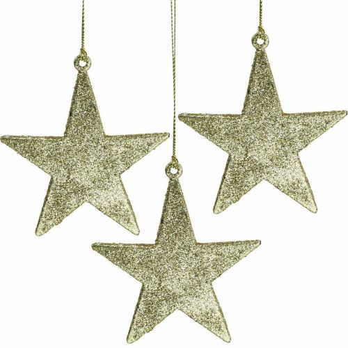 Floristik24 Ciondolo stella decorazione natalizia glitter oro 10cm 12pz