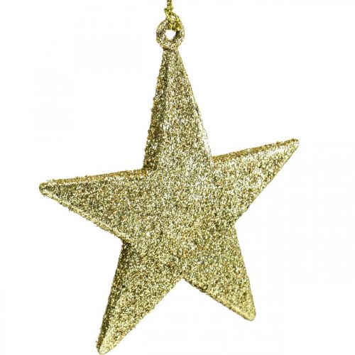 Floristik24 Ciondolo stella decorazione natalizia glitter oro 10cm 12pz