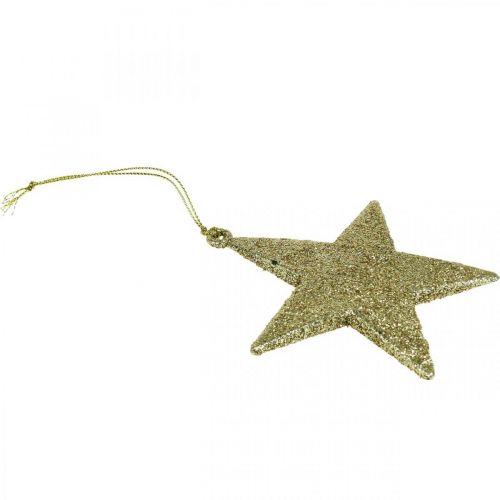 Floristik24 Ciondolo stella decorazione natalizia glitter oro 10cm 12pz