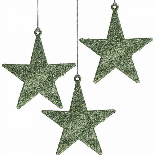 Floristik24 Decorazione natalizia ciondolo stella menta glitter 10cm 12pz