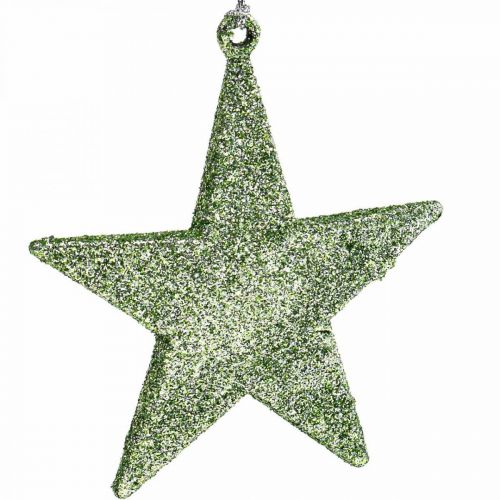 Floristik24 Decorazione natalizia ciondolo stella menta glitter 10cm 12pz