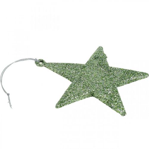 Floristik24 Decorazione natalizia ciondolo stella menta glitter 10cm 12pz