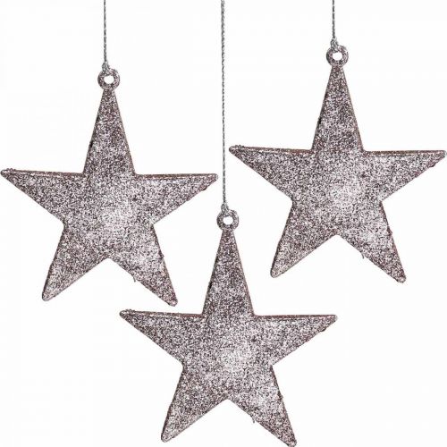 Ciondolo stella decorazione natalizia glitter rosa 10cm 12pz