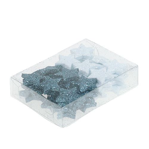 Floristik24 Stella decorativa natalizia 2,5 cm mica bianca, blu 48 pz
