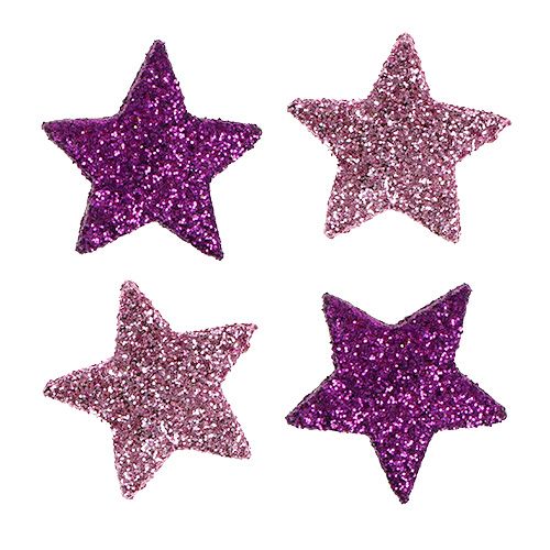 Floristik24 Stella per decorazioni natalizie 2,5 cm rosa mica, viola 48 pezzi