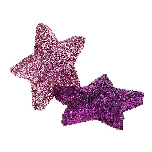 Floristik24 Stella decorativa natalizia 2,5 cm rosa mica, viola 48 pz