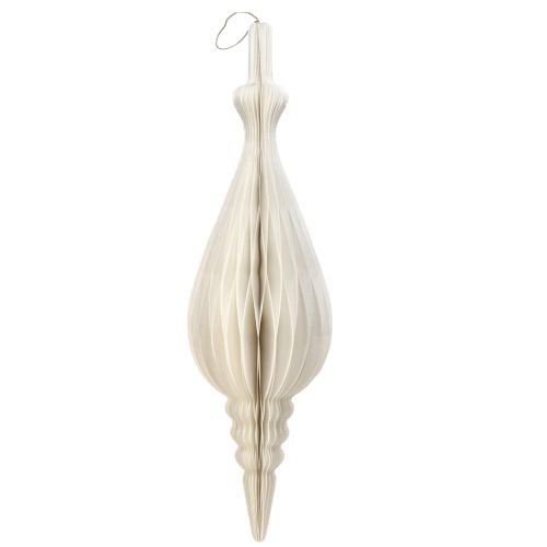 Decorazione natalizia per appendere gocce di carta bianche H80cm