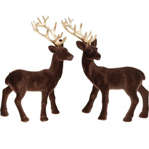 Prodotto Decorazione natalizia cervo da posizionare marrone, oro 20cm 2pz