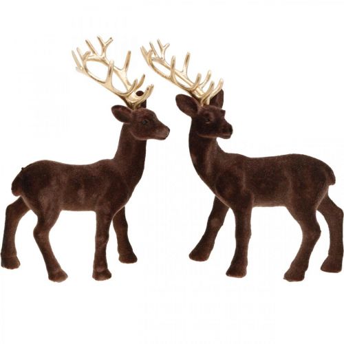 Floristik24 Decorazione natalizia cervo decorativo in piedi marrone, oro 20 cm 2 pz