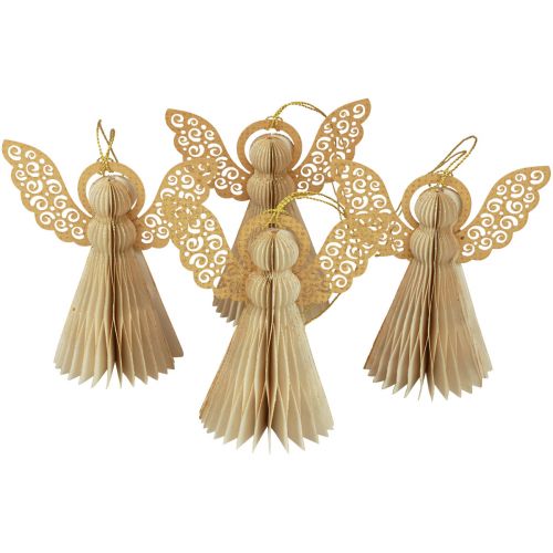 Floristik24 Angelo di carta Decorazione angelo di Natale carta crema H12cm 4 pz