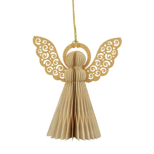 Prodotto Angelo di carta Decorazione angelo di Natale carta crema H12cm 4 pz