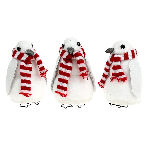 Floristik24 Decorazione natalizia Penguin 11cm bianco 3 pezzi