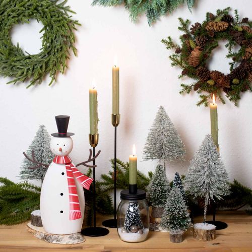 Floristik24 Decorazione natalizia, pupazzo di neve con sciarpa, decorazione in metallo per l&#39;inverno H33cm