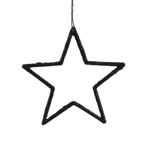 Prodotto Ciondolo stella decorazione natalizia nero glitter 12 cm 12 pz