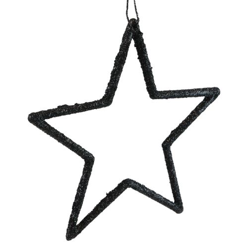 Prodotto Ciondolo stella decorazione natalizia nero glitter 12 cm 12 pz