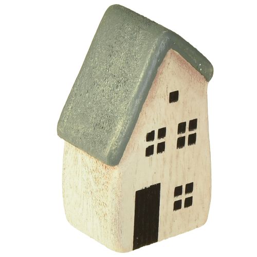 Prodotto Villaggio di Natale casette in legno abeti verdi e bianchi 5-8 cm set da 6