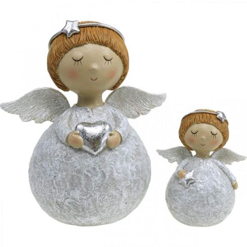 Floristik24 Figura angelo angelo di Natale con stella/cuore H11cm 2pz