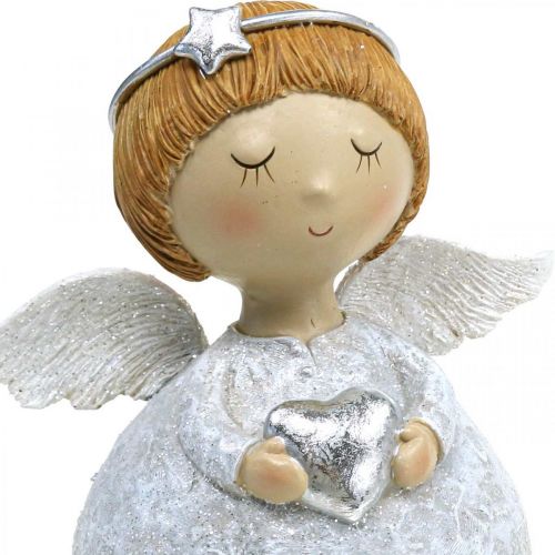 Floristik24 Figura angelo angelo di Natale con stella/cuore H11cm 2pz