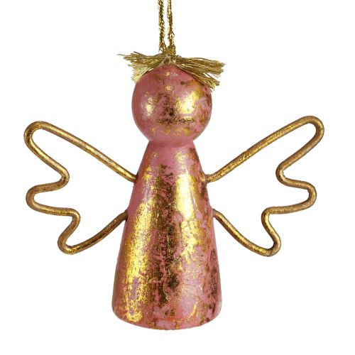 Prodotto Appendino decorativo in legno con angelo di Natale in legno dorato 9×3×7,5 cm 6 pz