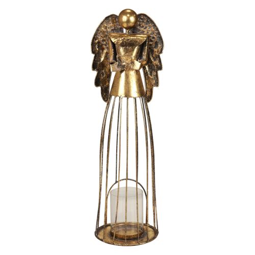 Angelo di Natale Natale, portacandele in metallo dorato aspetto antico 52 cm