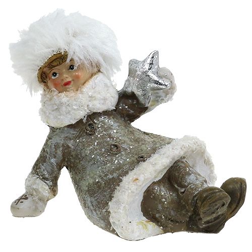 Floristik24 Figura natalizia grigio-bianca 13 cm 2 pezzi