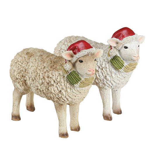 Floristik24 Figure natalizie pecora con cappello e sciarpa L16cm 2 pezzi