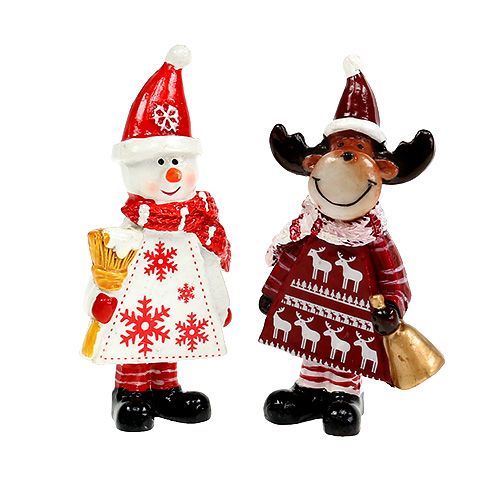 Floristik24 Figure di Natale alci, tipo pupazzo di neve. 9 cm 2 pezzi