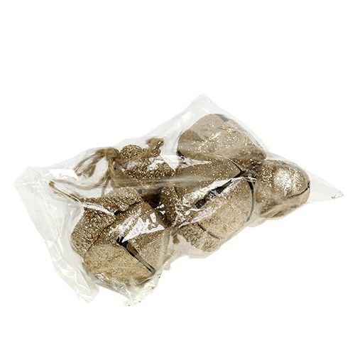 Floristik24 Addobbi natalizie Ghiande Champagne 3 cm-5 cm L16 cm 3 pezzi