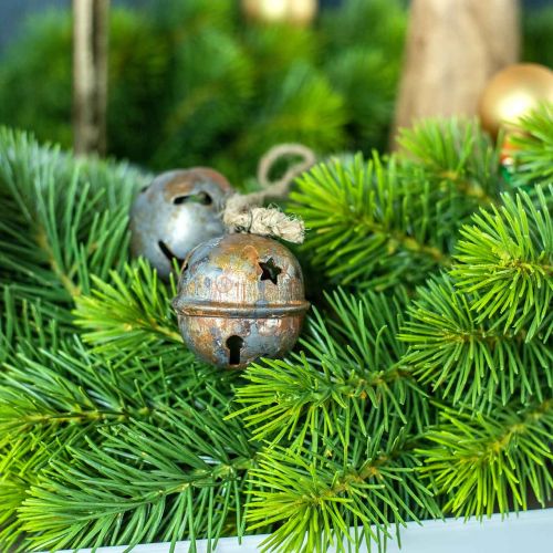 Prodotto Campane di Natale, campane con stelle, decorazione dell&#39;avvento in metallo aspetto antico H5.5cm Ø5cm 4pz