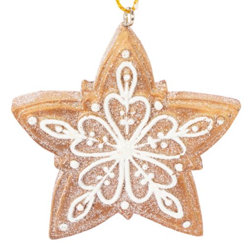 Decorazioni natalizie, pan di zenzero, effetto glassa, schiaccianoci, stella, albero, ghirlanda, 6 cm, 4 pezzi | Floristik24.it