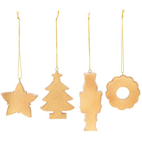 Decorazioni natalizie, pan di zenzero, effetto glassa, schiaccianoci, stella, albero, ghirlanda, 6 cm, 4 pezzi | Floristik24.it