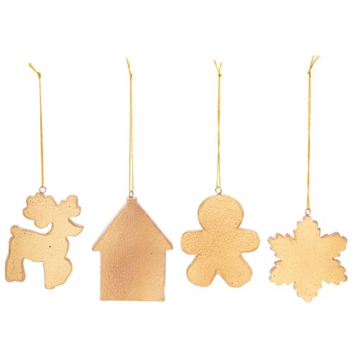 Decorazioni natalizie, design torta al miele, renna, omino di pan di zenzero, fiocco di neve, 7 cm, 4 pezzi | Floristik24.it