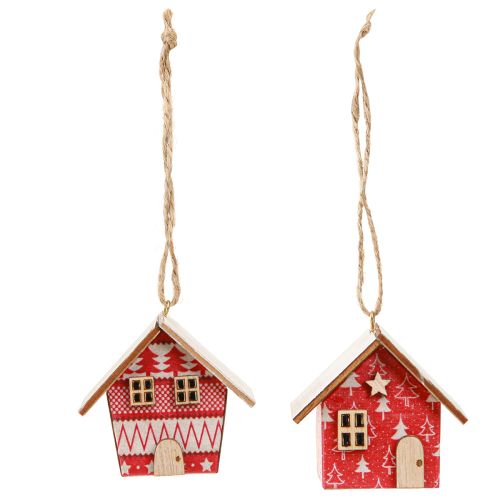 Casette natalizie da appendere in carta e legno rosse 5,5 cm 6 pezzi
