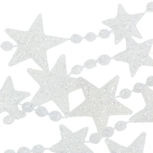 Floristik24 Catena albero di Natale con stelle bianco 2,7m
