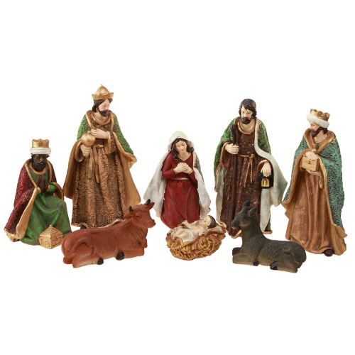 Set figure presepe natalizio in poliresina dipinta a mano 8-20 cm 8 pezzi