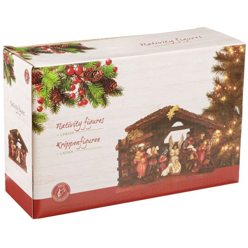 Prodotto Presepe natalizio con figure e LED dipinto a mano 23×14 cm