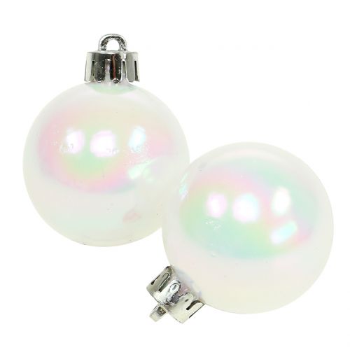 Floristik24 Palline di Natale bianche iridescenti piccole Ø4cm 16 pz
