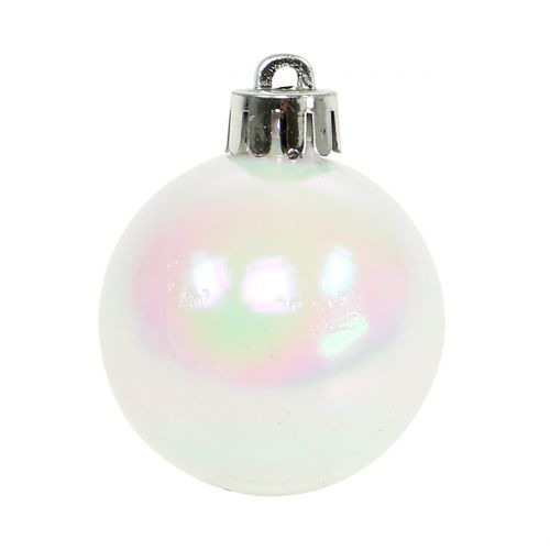 Floristik24 Palline di Natale bianche iridescenti piccole Ø4cm 16 pz