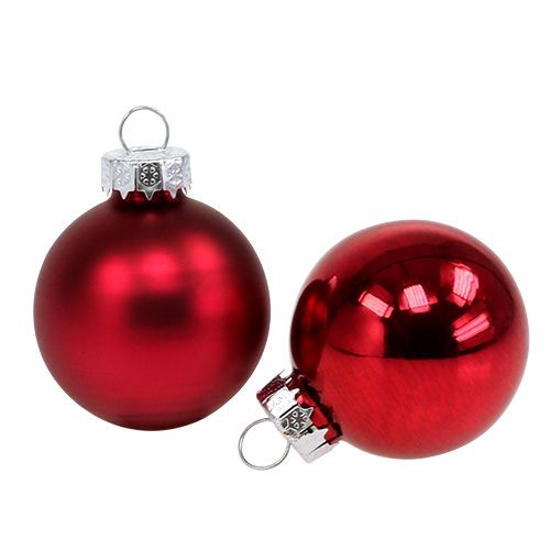 Floristik24 Palla di Natale Ø4cm rossa lucida/opaca 24 pz