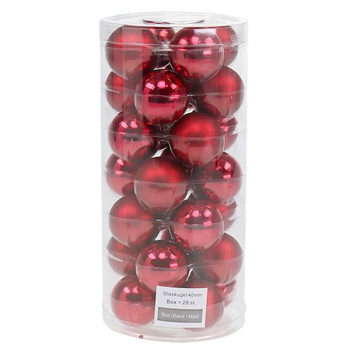 Floristik24 Palla di Natale Ø4cm rossa lucida/opaca 24 pz